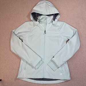 ROADRUNNER Women Medium Reflective Rain Full Zip Jacket Detachable Hooded Mint